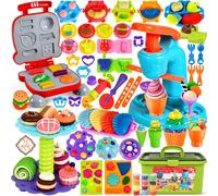 Frasheng Juego de Plastilina, Herramientas Plastilina para Niños, 74 Piezas de Moldes plastilina para Crear Hamburguesa,Pizza y Pasta, Accesorios de Arcilla de Modelado,con 12 Cajas Arcilla