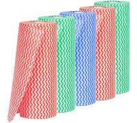 Frasheng Paño de Limpieza Desechable,Mojado y seco Trapos de Cocina Desechables De Cocina, Reutilizable,Tela no Tejida, Antiadherente 5 Rollos,50 Hojas por Rollo