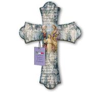 FRATELLI BONELLA - Crucifijo de pared de madera de álamo representante de la Sagrada Familia - Crucifijo vintage 17 x 24 cm - Crucifijo madera 100% fabricada en Italia