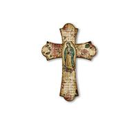 Fratelli Bonella | Crucifijo de pared de madera vintage que representa a Nuestra Señora de Guadalupe 17 x 24 cm | Fabricado en Italia