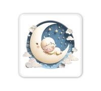 Fratelli Bonella - Cuadro con imagen de un niño durmiendo en la luna - Cuadro de madera con caja de regalo - Cuadro religioso dormitorio 10 x 10 cm - 100% fabricado en Italia