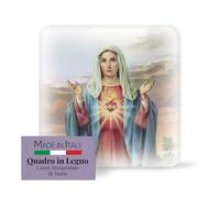 Fratelli Bonella - Cuadro de apoyo con corazón inmaculado de María - Cuadro de madera contorneado con caja de regalo - Decoración religiosa de 10 x 10 cm