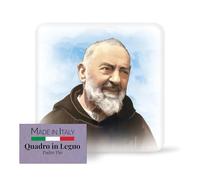 Fratelli Bonella - Cuadro de apoyo con Padre Pio - Cuadro de madera contorneada con caja de regalo - Decoración religiosa de 10 x 10 cm