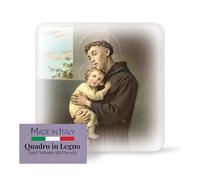Fratelli Bonella - Cuadro de apoyo con San Antonio de Padua - Cuadro de madera contorneado con caja de regalo - Decoración religiosa de 10 x 10 cm