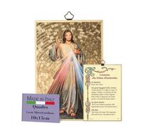 Fratelli Bonella - Cuadro de Jesús Misericordioso y Corona a la Divina Misericordia en Italiano - Madera de DM de Álamo - Religioso para Dormitorio 8 mm x 10 cm x 15 cm - Made in Italy