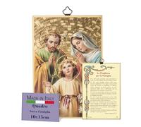 Fratelli Bonella - Cuadro de la Sagrada Familia con Oración en Italiano - MDF de Álamo - Lienzo para Dormitorio 8 mm x 10 cm x 15 cm - Fabricado en Italia