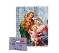 Fratelli Bonella - Cuadro de la Sagrada Familia contorneado vintage - Cuadro de madera de álamo, grosor 8 mm, lienzo Sagrada Familia Dormitorio 19 x 24 cm - 100 % fabricado en Italia