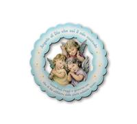 Fratelli Bonella | Cuadro de madera de tres angelitos rezando por niño con oración Ángel de Dios 12 x 12 cm | Made in Italy