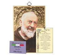 Fratelli Bonella - Cuadro de San Pío y oración dedicada en italiano - Cuadro de madera MDF de álamo - Cuadro religioso para dormitorio 8 mm x 10 cm x 15 cm Fabricado en Italia