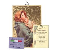 Fratelli Bonella - Cuadro de Virgen con Niño y Ave María en italiano - Cuadro de madera MDF de álamo - Cuadro de Virgen para dormitorio 8 mm x 10 cm x 15 cm Fabricado en Italia