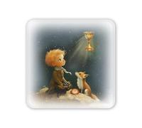 Fratelli Bonella - Cuadro que representa al Principito con el zorro y el cáliz de comunión - Cuadro de madera con caja de regalo - Cuadro religioso para dormitorio de 10 x 10 cm - 100% fabricado en