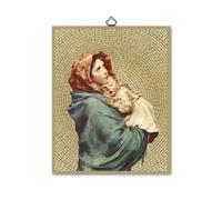 Fratelli Bonella | Cuadro sagrado que representa a la Virgen con un niño sobre madera MDF de chopo de 8 mm con mosaico de lámina dorada formato 18 x 24 cm | Fabricado en Italia