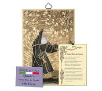 Fratelli Bonella | Cuadro sagrado sobre madera MDF de álamo 8 mm de Santa Rita de Cascia, con oracion a ella dedicada en la parte posterior 10 x 15 cm | Fabricado en Italia