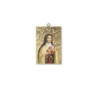 Fratelli Bonella | Cuadro sagrado sobre madera MDF de chopo de 8 mm de Santa Teresa con oración dedicada a ella en la parte posterior 10 x 15 cm | Made in Italy