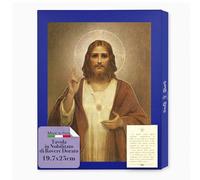 Fratelli Bonella | Icono del Sagrado Corazón de Jesús de Chambers en ennoblecido de roble dorado 19,7 x 25 cm | Fabricado en Italia