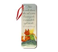 Fratelli Bonella | Marcapáginas religioso con el Principito y su amiga zorro fabricado con fibras de madera utilizado también como cierre paquete con cordón rojo | Made in Italy