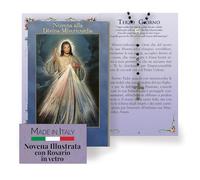 Fratelli Bonella - Novena a la Divina Misericordia con ilustraciones a color - Novena con rosario de cristal incluido - Folleto de 24 páginas para rezar, Talla única, Vidrio, No aplicable
