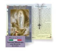 Fratelli Bonella - Novena a Nuestra Señora de Lourdes con ilustraciones a color - Novena con rosario de cristal incluido - Folleto de 24 páginas para rezar