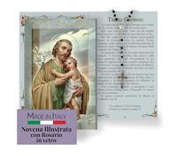 Fratelli Bonella - Novena a San José con ilustraciones a color - Novena con rosario de cristal incluido - Folleto de 24 páginas para rezar