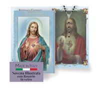 Fratelli Bonella - Novena al Sagrado Corazón de Jesús con ilustraciones a color - Novena con rosario de cristal incluido - Folleto de 24 páginas para rezar