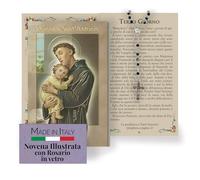 Fratelli Bonella - Novena de San Antonio con ilustraciones a color - Novena con rosario de cristal incluido - Folleto de 24 páginas para rezar, Talla única, Vidrio, No aplicable