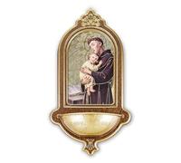 Fratelli Bonella - Recipiente de madera con detalles en oro caliente de San Antonio f.to 13,9 x 25,4 cm
