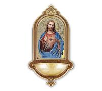 Fratelli Bonella - Recipiente de madera con detalles en oro caliente del Sagrado Corazón de Jesús, 13,9 x 25,4 cm
