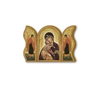 Fratelli Bonella | Tríptico devocional de madera de la Virgen de la ternura 6 x 9 cm | Fabricado en Italia