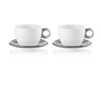 Fratelli Guzzini Gocce, Juego de 2 Tazas para Desayuno con Platos, SMMA|Porcelain