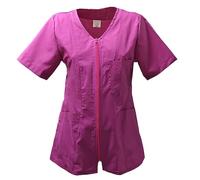 fratelliditalia.org Bata casaca esteticista peluquera centro estético masaje trabajo cremallera algodón - Personalizable con tu logotipo, fucsia, Medium