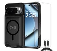 Fraternize - Carcasa para Pixel 10 Pro XL/Pixel 9 Pro XL, funda recargable portátil para teléfono, batería externa portátil 10000mAh, funda protectora con cargador externo, color negro