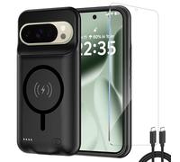 Fraternize - Funda de batería para Pixel 9/Pixel 9 Pro, batería portátil recargable de 10000 mAh mejorada - Carcasa de cargador extendida con carga inalámbrica integrada - Banco de alimentación