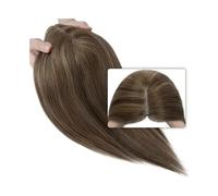 Frauen Haare - Cubrecabello lacio para mujer, 8 x 10 cm, parte central, nudo único, base monocromática, parte superior de pelo a mano de ganchillo con clip, extensiones de cabello humano indio (marrón