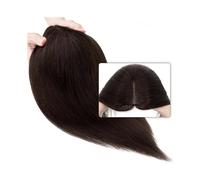 Frauen Haare - Cubrecabello lacio para mujer, 8 x 10 cm, parte central, nudo único, base monocromática, parte superior de pelo de ganchillo a mano, extensiones de cabello humano indio (marrón oscuro