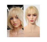Frauen Haare - Decoración de cabello humano para mujer, 25,4 cm, lacio, con flequillo, base de encaje de 6 x 8 cm, atada a mano, extensiones de cabello (rubio)