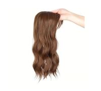 Frauen Haare - Extensión de cabello sintético de 18 pulgadas para mujer, estilo ondulado natural, con clip, parte superior realista con clips (marrón claro)