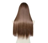 Frauen Haare - Extensión de pelo sintético con clip en forma de U de 24 pulgadas, extensiones de cabello sintético grueso natural y largo (marrón ceniza medio)