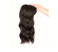 Frauen Haare - Extensión de pelo sintético de 18 pulgadas para mujer, estilo ondulado natural, con clip, parte superior realista con clips (marrón negro)