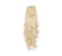 Frauen Haare - Extensión sintética de 26 pulgadas para mujer, extensiones de cola de caballo onduladas con cordón y clip, extensiones de pelo (rubio)