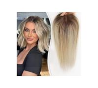 Frauen Haare - Extensiones de cabello humano Remy para mujer, 150 % de densidad, base de seda, 3 clips (rubio marrón)