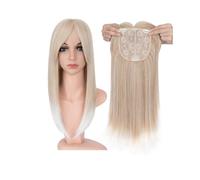 Frauen Haare - Extensiones de cabello sintético con flequillo para mujer, 15 x 15 cm (rubio marrón degradado, 14 pulgadas)