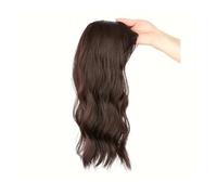 Frauen Haare - Extensiones de cabello sintético de 18 pulgadas para mujer, estilo ondulado natural, con clip, parte superior realista con clips (marrón oscuro)