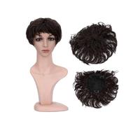 Frauen Haare - Extensiones de pelo sintético natural rizado, 13 x 13 cm, pelo corto con clip, extensiones de cabello ondulado (marrón oscuro)
