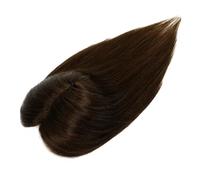 Frauen Haare - Peluca de cabello humano brasileño Remy con flequillo, 12 x 13 cm, base de encaje suave y transpirable para mujeres con extensiones de cabello fino (marrón oscuro, 12 pulgadas)