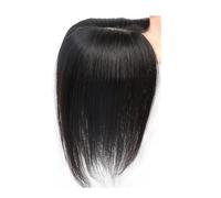 Frauen Haare - Peluca de cabello humano con base de seda para calvicie, parte media, flequillo lateral, encaje recto, peluca parcial de cabello humano con 3 clips, extensiones de cabello artificial