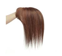 Frauen Haare - Peluca de cabello humano de 14 pulgadas para mujer, color marrón claro, con flequillo, 100 % cabello humano Remy, base de seda, clips en extensiones de cabello