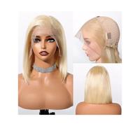 Frauen Haare - Peluca de cabello humano de 25,4 cm para mujer, peluca corta y lacia, con encaje frontal, pelo Remy para cosplay, fiesta, extensiones de cabello (rubio)