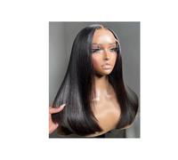 Frauen Haare - Peluca de cabello humano lacio con encaje frontal corto Bob negro con encaje frontal, pelucas de cabello humano de densidad del 150 % (13 x 4 pulgadas, 8 pulgadas)
