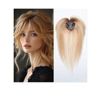 Frauen Haare - Peluca de cabello humano real de 10 pulgadas con flequillo para mujer, 3D, extensiones de cabello para pérdida de cabello, extensiones de cabello de aspecto natural (rubio)