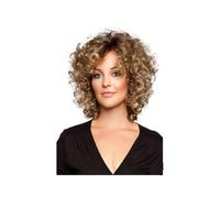 Frauen Haare - Peluca de pelo sintético para mujer, mezcla de rubio, marrón, corto, rizado, 30,5 cm